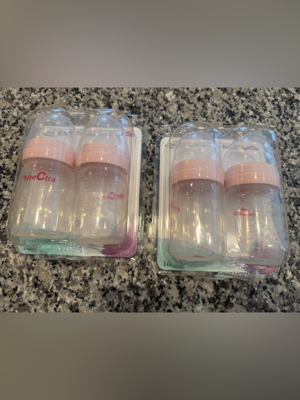 Spectra Clear Baby Bottles with Pink Lids - Pack of 4